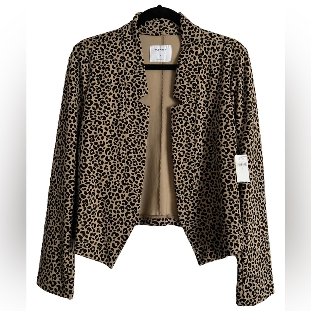 Old Navy Ponte Cropped Jacket Animal Print MEDIUM